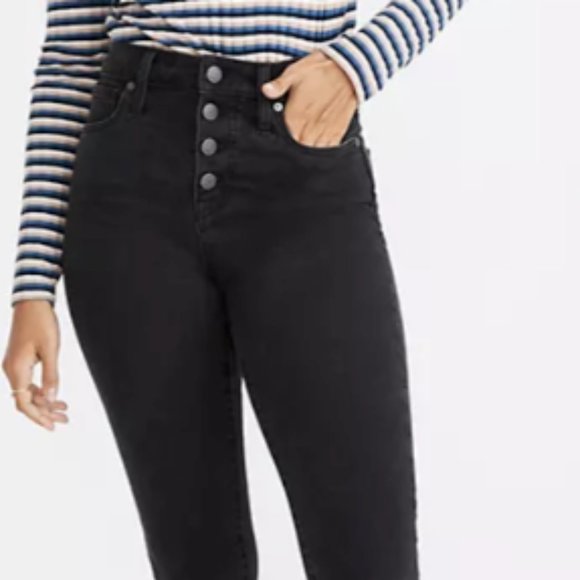 Madewell 10" High-Rise Skinny Jeans in Berkeley Black: Button-Through Edition - Picture 1 of 6